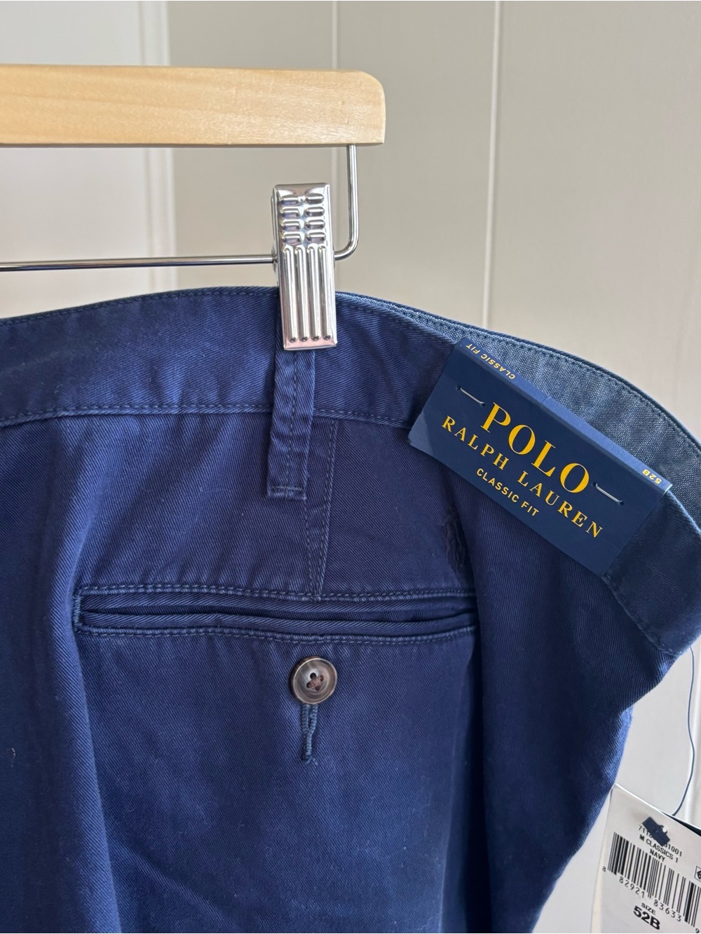 NWT Polo Ralph Lauren Navy Blue Cotton Flat Front Chino Shorts 52B 10” Inseam